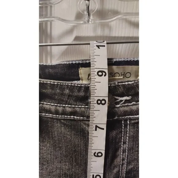 Love SOHO Acid-Wash Black Low-Rise Faux Diamond Studded Flare Jeans Small - Picture 6 of 8